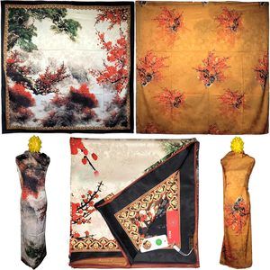 NWT Double Sided Silk Scarf 53"x53" Large Square Shawl Wrap XiangYunShal 22911